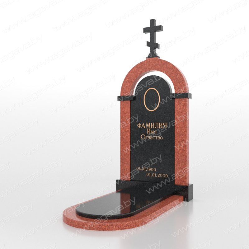Одиночные надгробный мраморный памятник AR-20 Red на кладбище