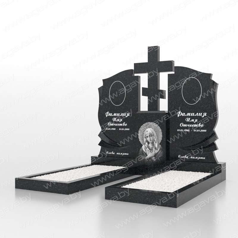 Двойные надгробный гранитный памятник D-01 Black на могилу