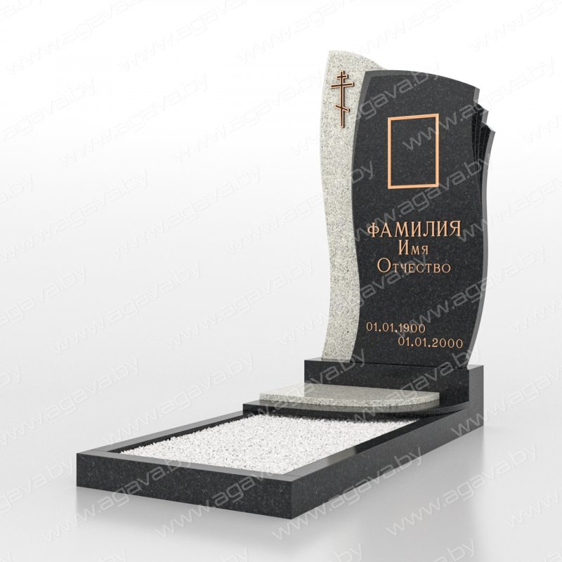 Одиночные надгробный гранитный памятник F-02 Grey на могилу