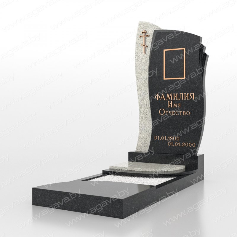 Одиночные надгробный мраморный памятник F-02-2 Grey на кладбище