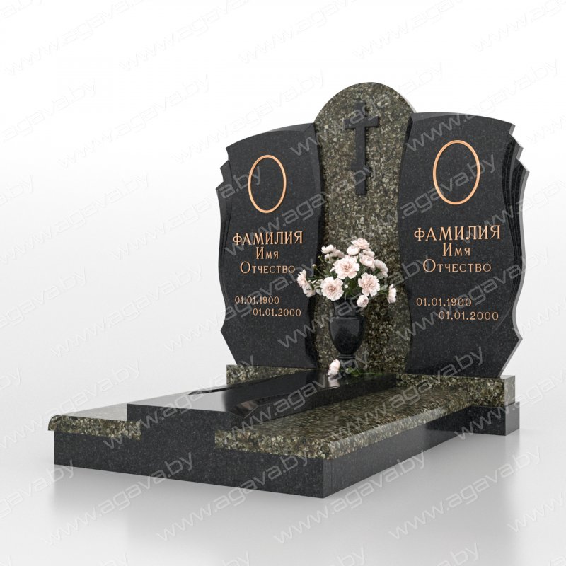 Двойные надгробный мраморный памятник D-11 Green под заказ