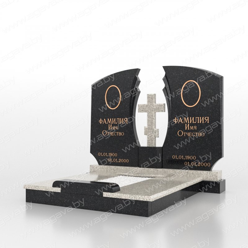 Двойные надгробный гранитный памятник D-15 Grey в Минске