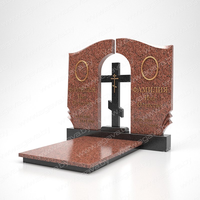 Элитные надгробный мраморный памятник D-10 Red на кладбище