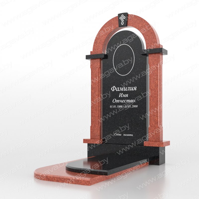 Элитные надгробный мраморный памятник AR-22 Premium, Red на кладбище