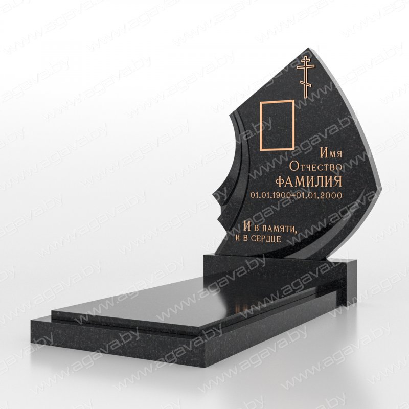 Элитные надгробный мраморный памятник F-19 Black на кладбище