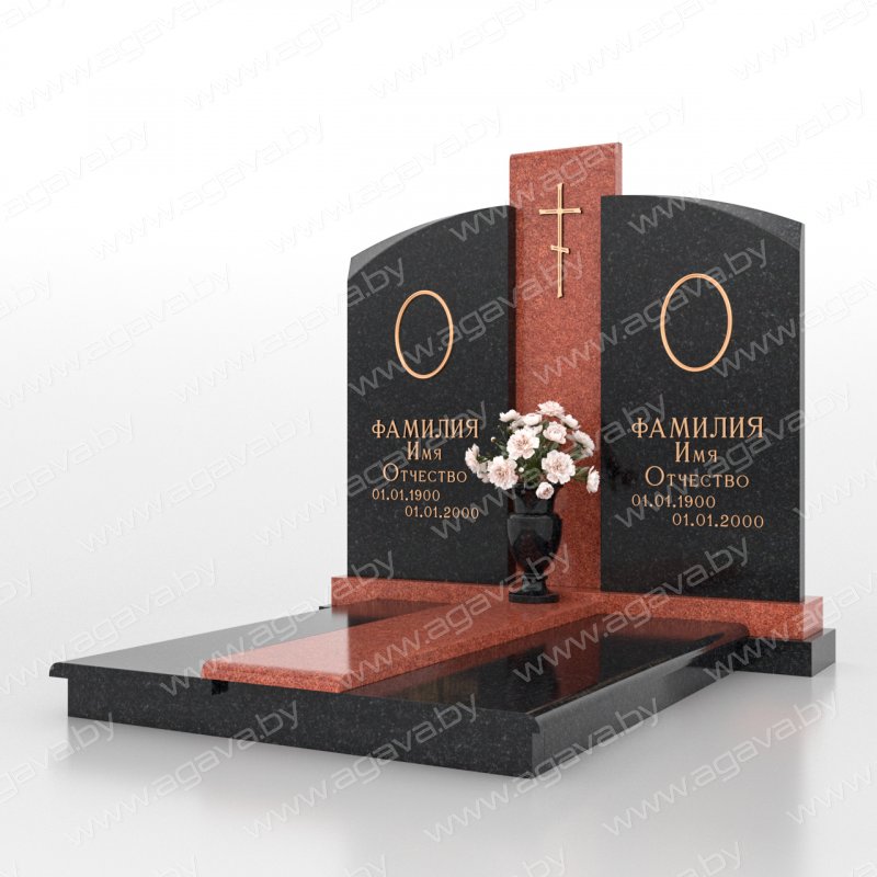 Элитные надгробный мраморный памятник D-24 Red на кладбище